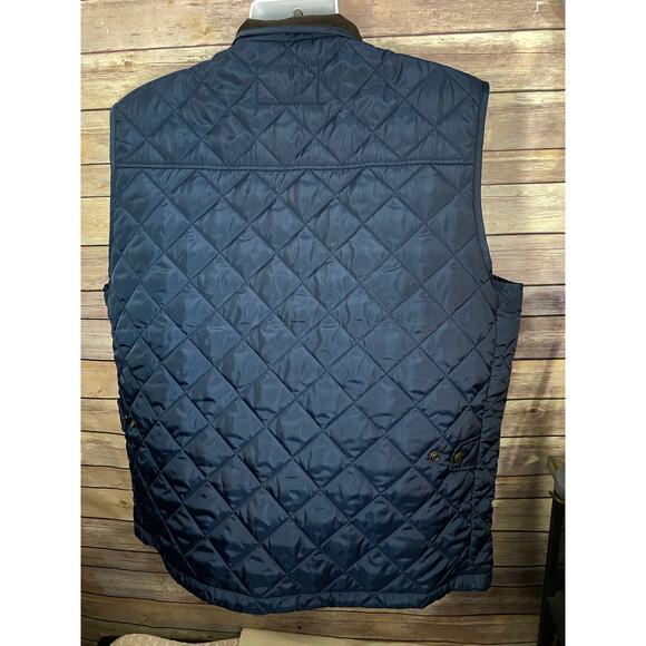 Lands’ End Quilted Puffer Vest – Men’s XL Blue Full Zip with Corduroy Collar - Picture 3 of 11